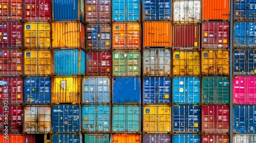 Fully loaded container ship, heading out to sea, reflecting global trade © Kassa