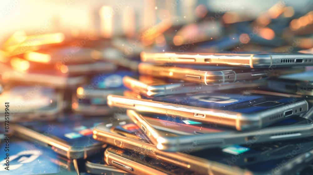 A pile of cell phones, recycling concept A pile of cell phones, recycling concept