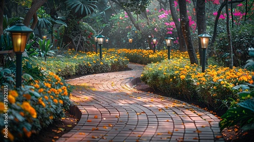 A Winding Path Through a Sunlit Garden