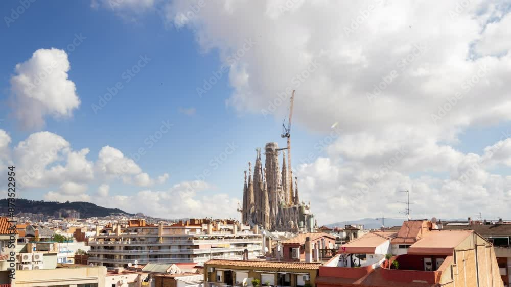 sagrada familia cathedral in barcelona from a unique high vantage point