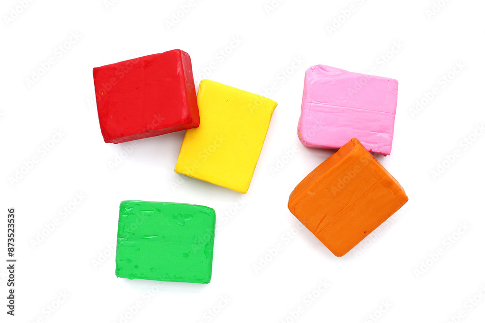 Colorful plasticine clay on white background. Colorful plasticine clay on white background.