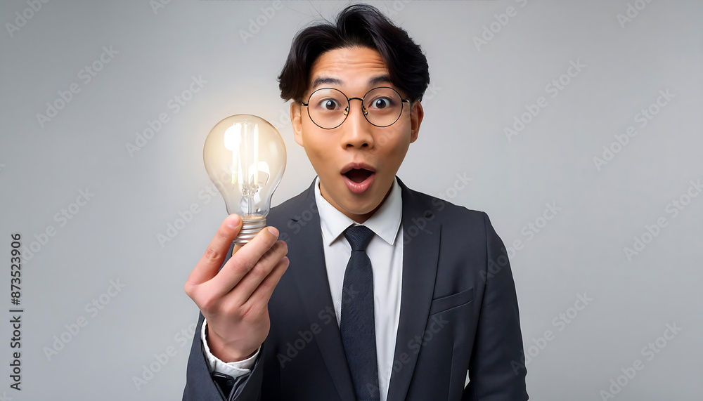 Businessman Holding a Lightbulb with a Bright Idea Businessman Holding a Lightbulb with a Bright Idea