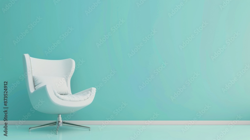 White Armchair Against a Turquoise Wall White Armchair Against a Turquoise Wall