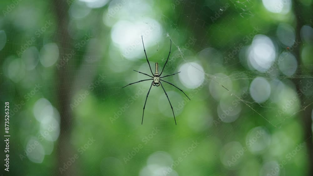 large spider in a spider web waiting for prey in a forest in Vietnam large spider in a spider web waiting for prey in a forest in Vietnam