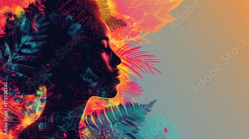 Intricate Double Exposure Pin Design with Vibrant Colors