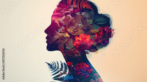 Intricate Double Exposure Pin Design with Vibrant Colors