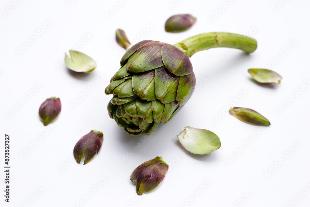 Purple artichoke on white background. Purple artichoke on white background.