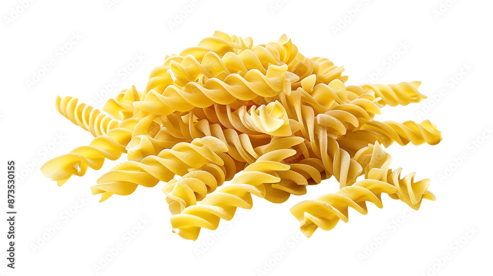 Raw Uncooked Fusilli Pasta Isolated on White Background Raw Uncooked Fusilli Pasta Isolated on White Background