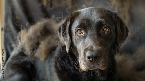 Wallpaper Mural Labrador and Bunch of dog hair after grooming. Spring molt Torontodigital.ca