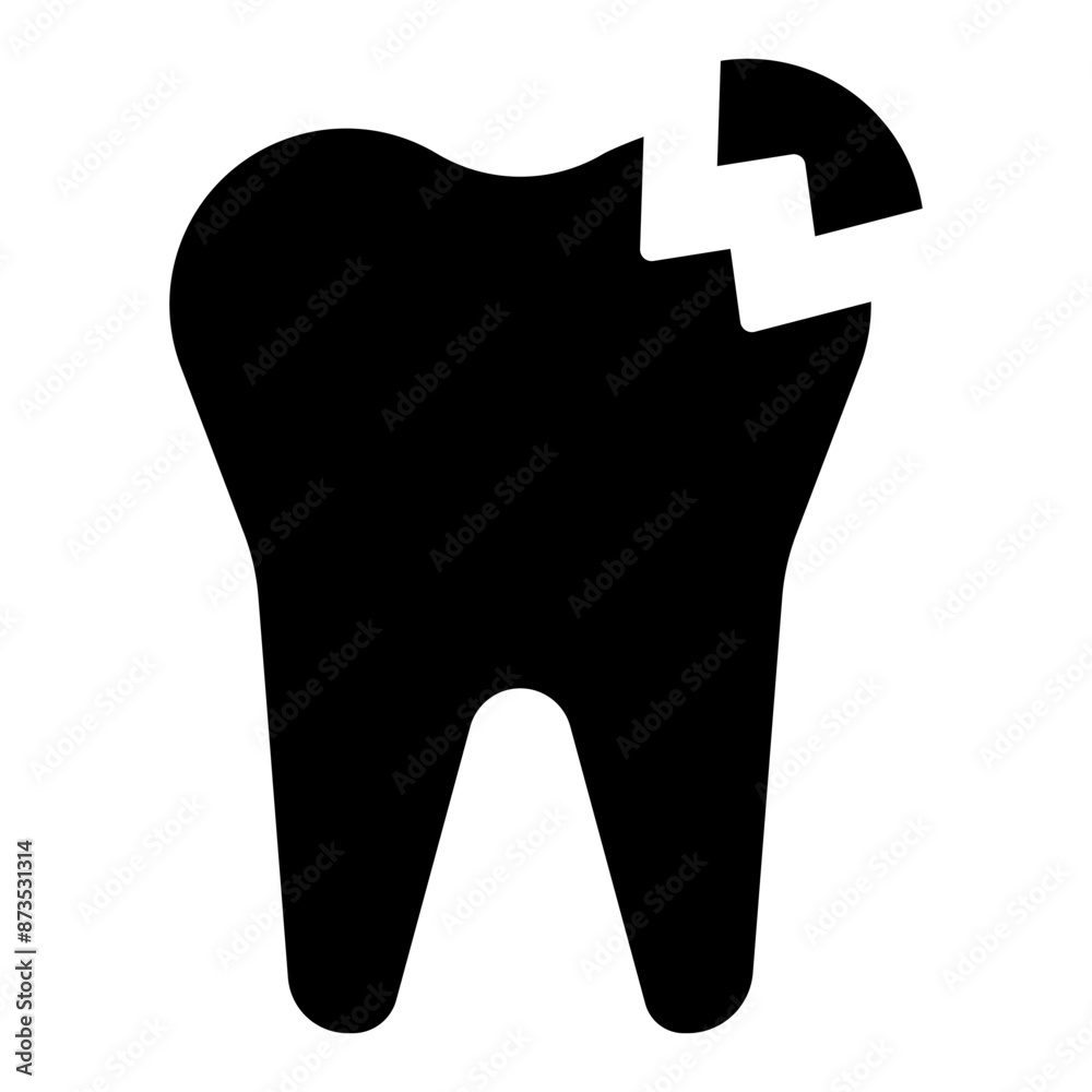 Broken tooth glyph solid icon