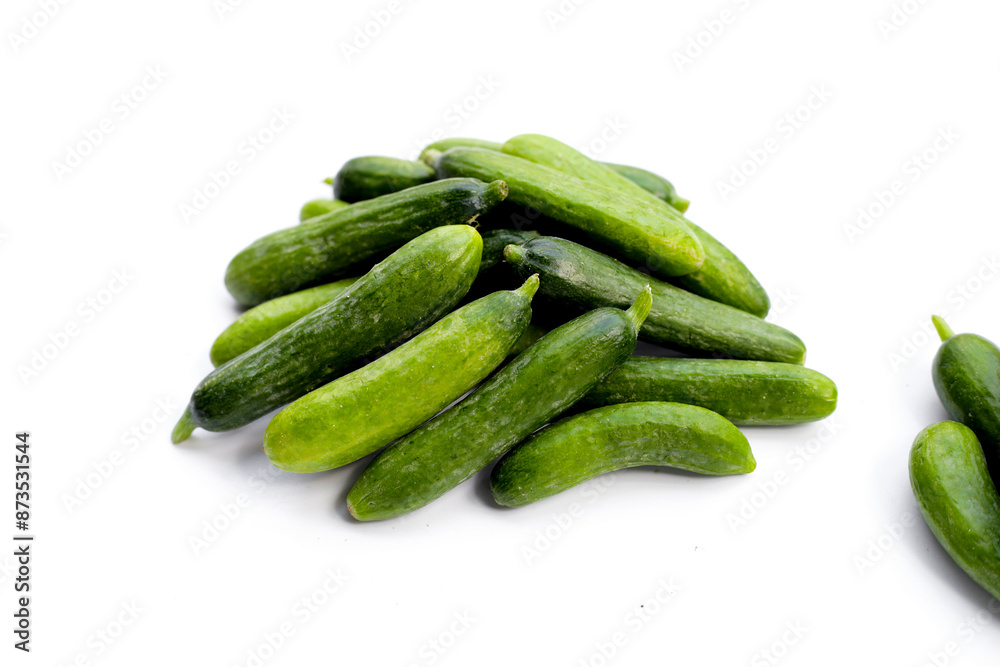 Mini cucumbers on white background. Mini cucumbers on white background.