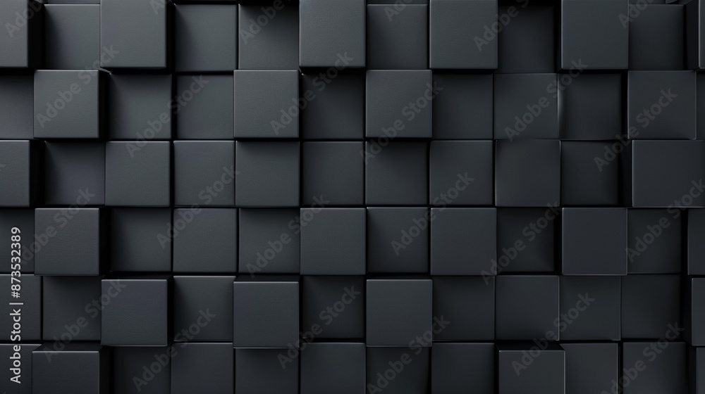 Realistic wall of black cubes with copy space of text Realistic wall of black cubes with copy space of text