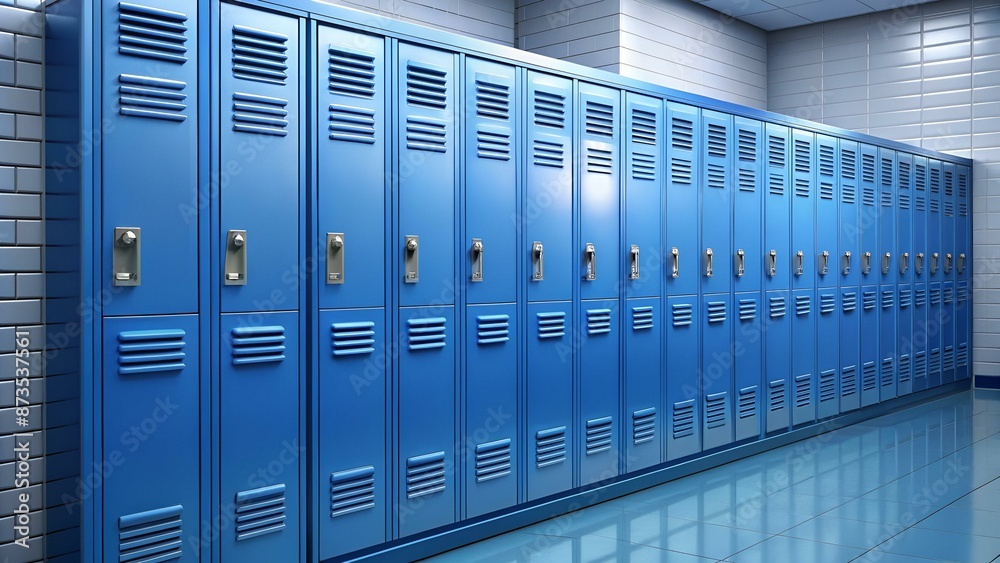Row of blue school lockers