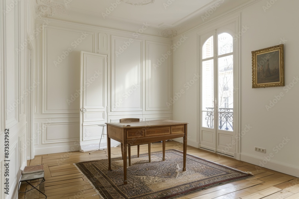 Classic interior of a room with a wooden table. Classic interior of a room with a wooden table.