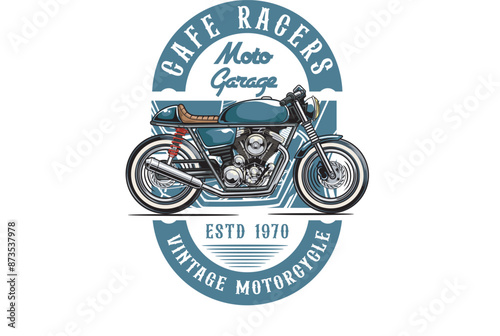 Vector Illustration of Cafe Racer Motorcycle with Vintage Illustration Available for Tshirt Design