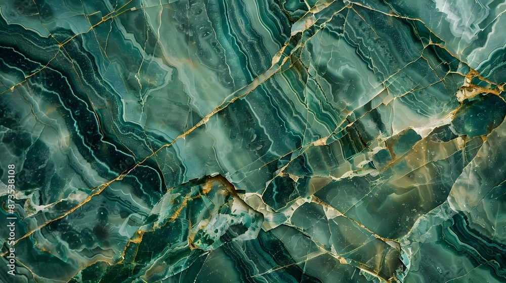 Obraz premium Emerald green marble texture. Abstract background with veins. Natural stone pattern. 