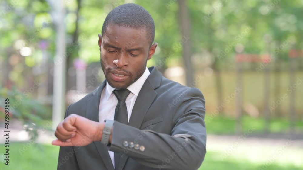 Portrait of Waiting African Businessman Checking Time Portrait of Waiting African Businessman Checking Time