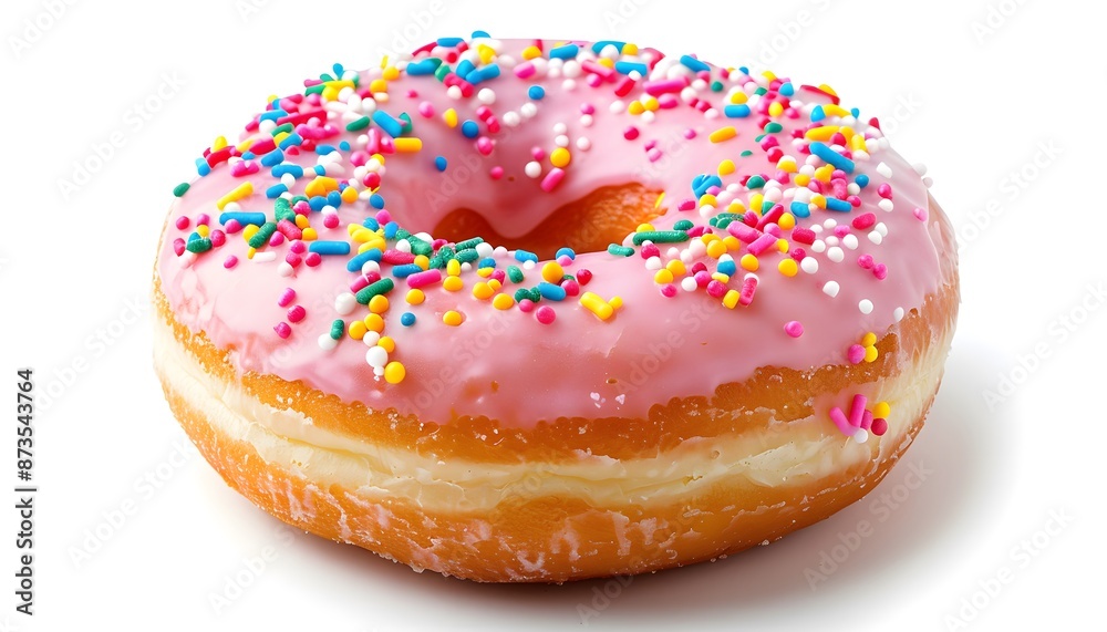 Pink Glazed Donut with Sprinkles Pink Glazed Donut with Sprinkles