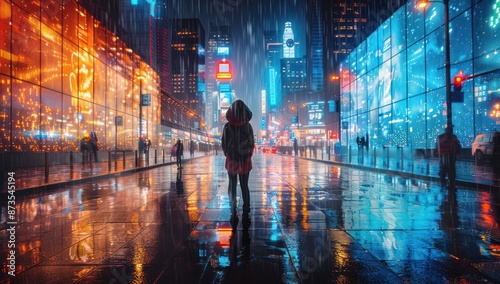 Rainy Night in the City: A Moment of Solitude