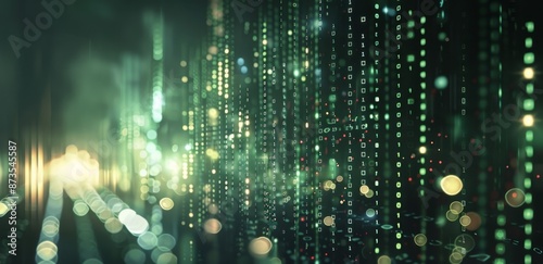 A Lonely Figure Walks Through a Green Neon Cityscape at Night