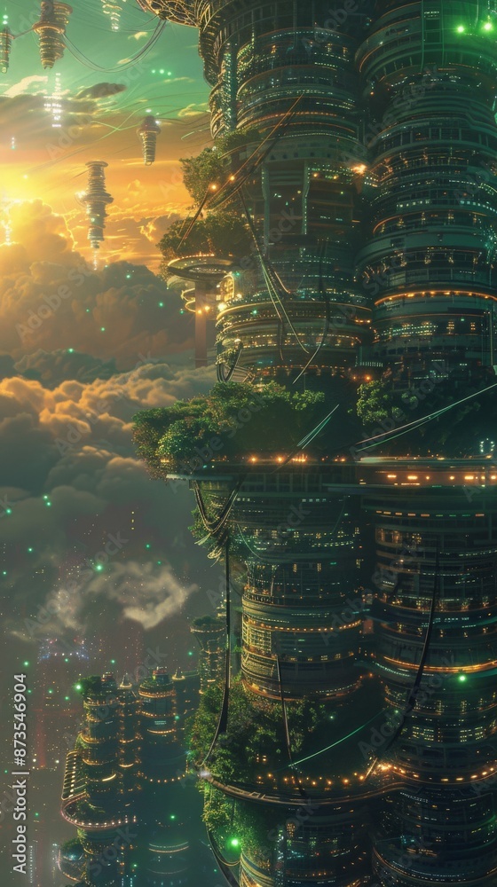 The scene resembles a modern cityscape filled with tall structures and abundant greenery, blending urban and natural elements harmoniously The scene resembles a modern cityscape filled with tall structures and abundant greenery, blending urban and natural elements harmoniously