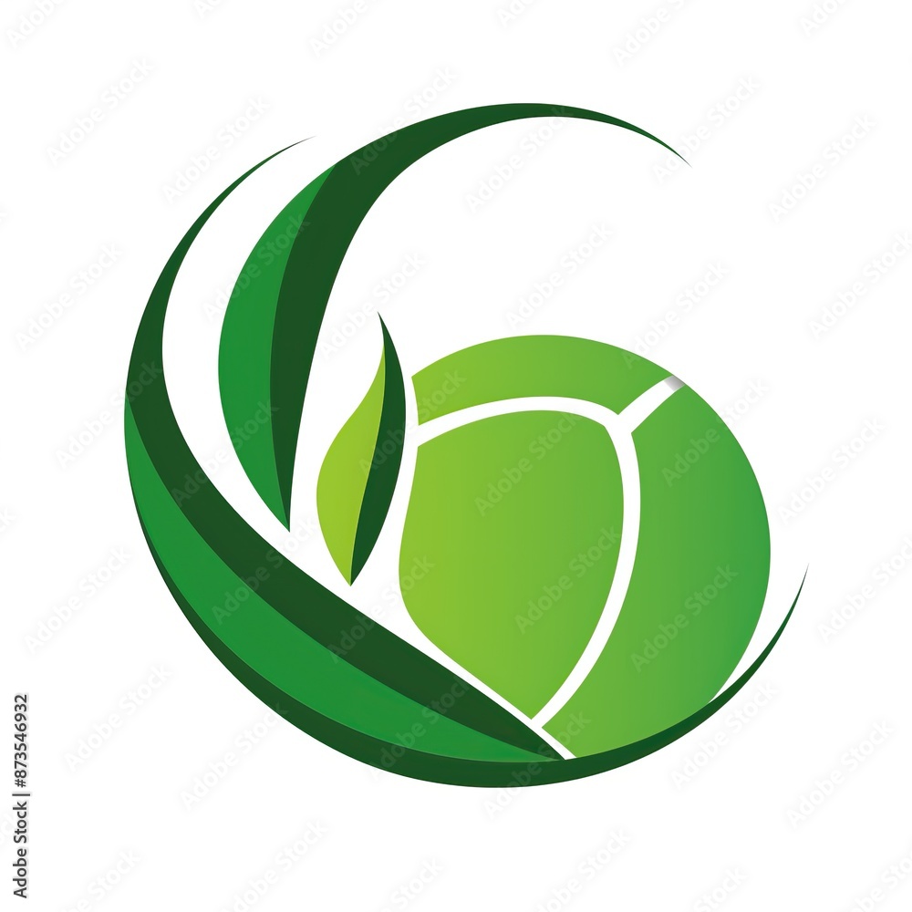 A stylized logo on a white background of an eco football company. Only two colors. A stylized logo on a white background of an eco football company. Only two colors.