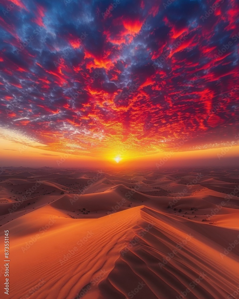 A beautiful sunset over a vast desert landscape. AI. A beautiful sunset over a vast desert landscape. AI.