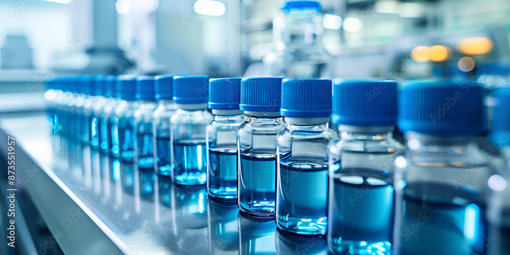 Long Row of Blue Liquid Vials with Blue Caps on an Automated Conveyor Belt in a Modern Laboratory
High-Tech Pharmaceutical Production Line Featuring Glass Vials with Blue Liquid in a State-of-the-Art Long Row of Blue Liquid Vials with Blue Caps on an Automated Conveyor Belt in a Modern Laboratory
High-Tech Pharmaceutical Production Line Featuring Glass Vials with Blue Liquid in a State-of-the-Art