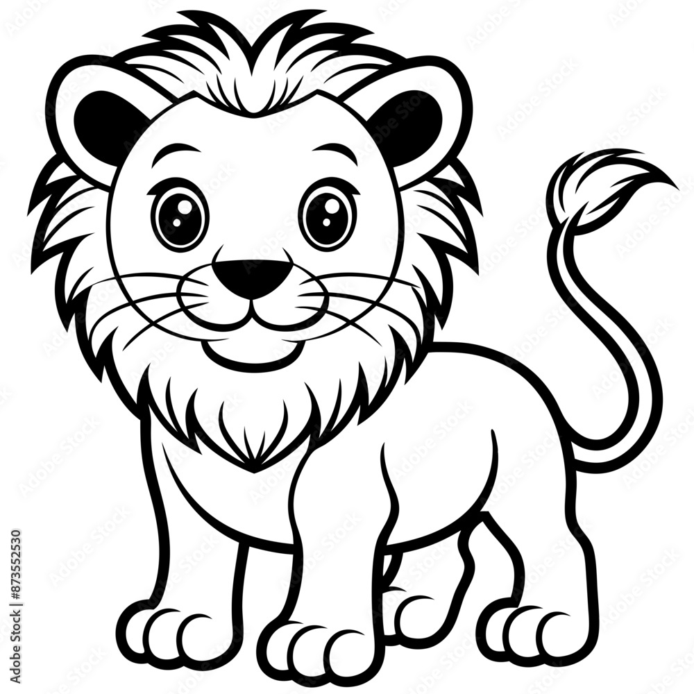cute lion line art, generative AI cute lion line art, generative AI