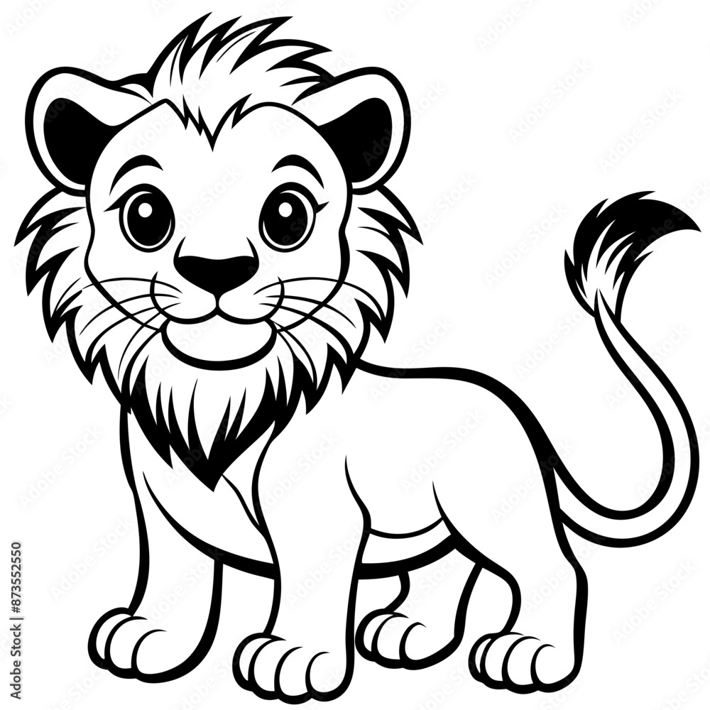 cute lion line art, generative AI cute lion line art, generative AI
