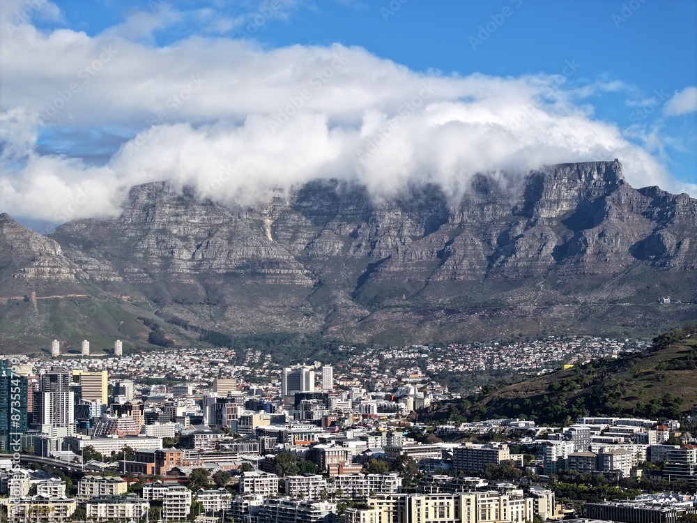 Obraz premium Waterfront At Cape Town In Western Cape South Africa. Table Mountain Landmark. Downtown Buildings. Cape Town At Western Cape South Africa. Tourism Travel. Coast City Skyline.
