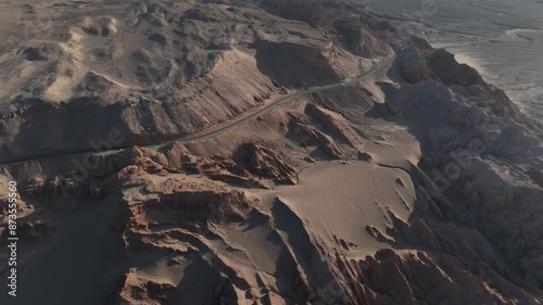 Atacama Desert, Chile. San Pedro de Atacama, Valle de la Luna. Aerial view by drone. photo