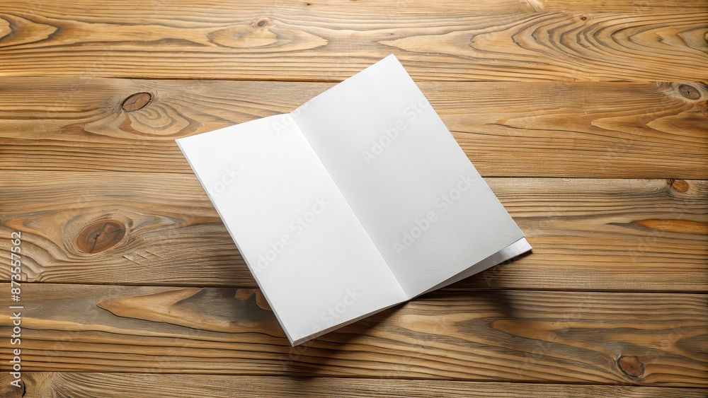 Bi-fold brochure mockup on a wooden table , design, paper, marketing, branding, layout, presentation, advertisement Bi-fold brochure mockup on a wooden table , design, paper, marketing, branding, layout, presentation, advertisement