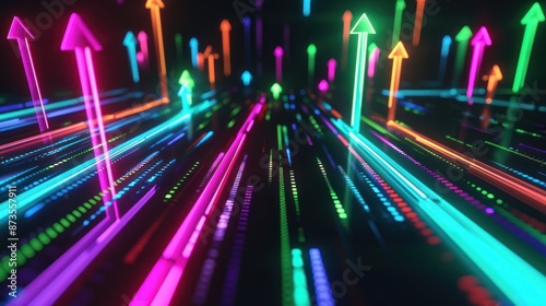 Neon Arrows Upward in a Digital Realm
