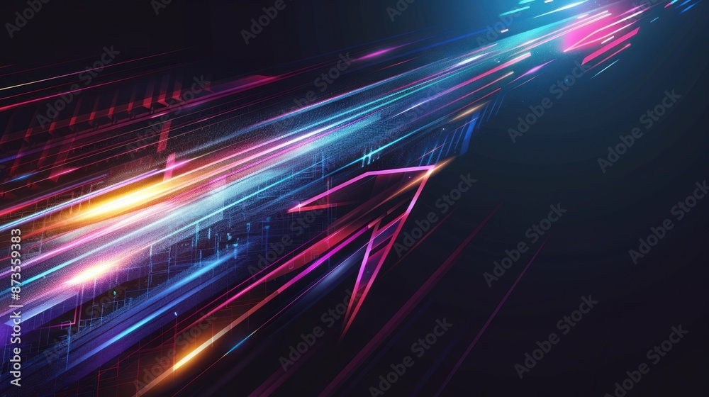 Obraz premium Abstract Colorful Light Trails with Geometric Shapes