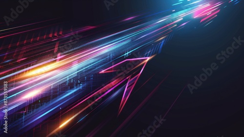 Abstract Colorful Light Trails with Geometric Shapes