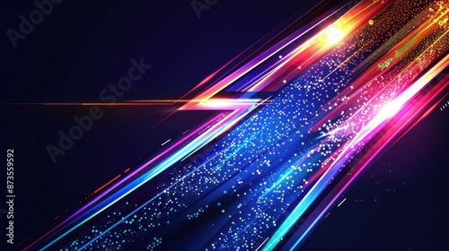 Abstract Neon Light Streaks with Glittering Background