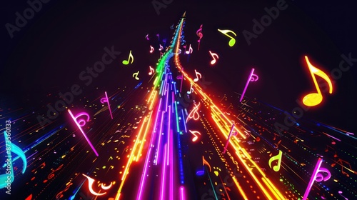 Neon Music Notes Pathway