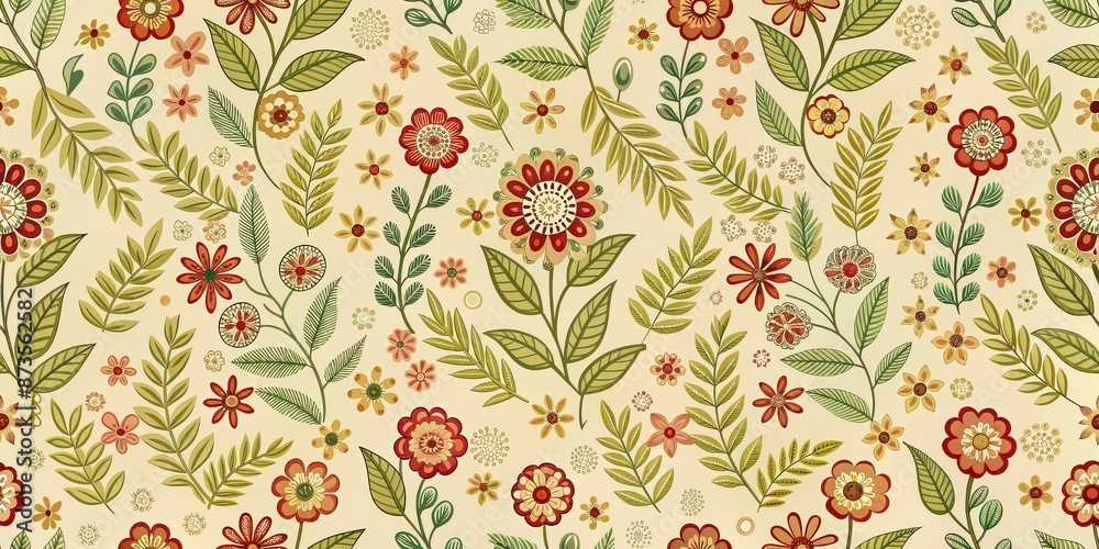 Seamless natural pattern perfect for fabric and embroidery, textile, design, repeat, texture, artistic, floral