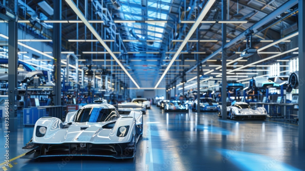 Production Line of Sports Cars in a Modern Factory Production Line of Sports Cars in a Modern Factory