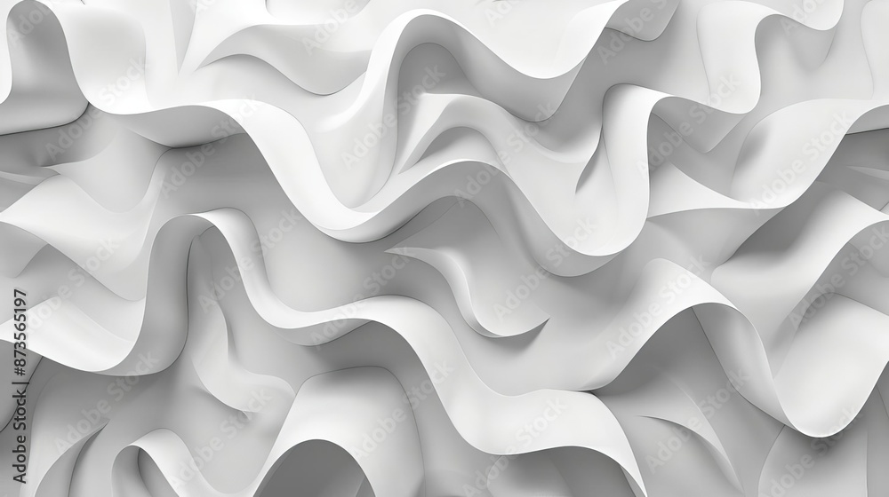 Abstract 3D Waves in White and Grey