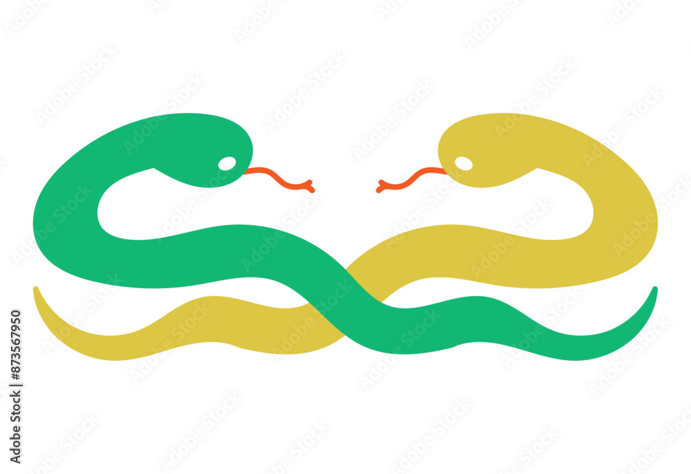 Fototapeta premium 年賀状素材、巳年の絡み合うヘビのイラスト