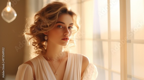 Blonde Woman in a White Dress by the Window Free Download Blonde Woman in a White Dress by the Window - GFXLoad
