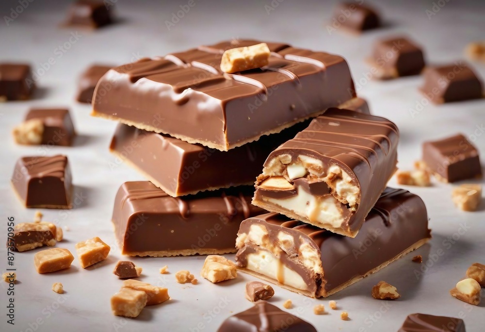 Luscious milk chocolate coated caramel and nougat Snickers confections positioned on an ornately designed, decorative background
Luscious milk chocolate coated caramel and nougat Snickers confections positioned on an ornately designed, decorative background
