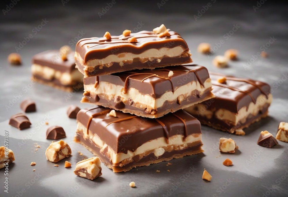 Luscious milk chocolate coated caramel and nougat Snickers confections positioned on an ornately designed, decorative background
Luscious milk chocolate coated caramel and nougat Snickers confections positioned on an ornately designed, decorative background