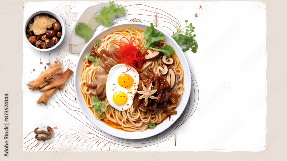 The Authentic Ramen Menu Template: Elegant and Comprehensive Japanese Noodle Dish Presentation. Perfect for use in Japanese restaurants, food trucks, and culinary promotions