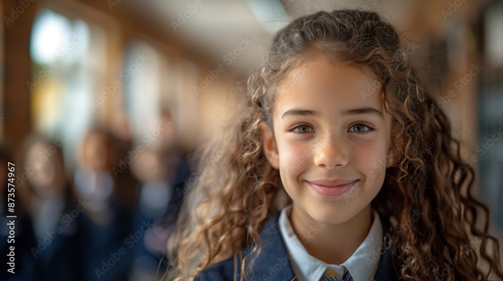 Smiling Schoolgirl in Uniform - Generative AI Smiling Schoolgirl in Uniform - Generative AI