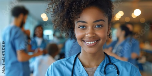 Portrait of a Smiling Female Nurse in a Hospital Setting