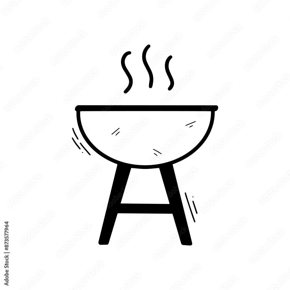 Hand Drawn Barbecue Grill Illustration. Doodle Vector. Isolated on White Background - EPS 10 Vector Hand Drawn Barbecue Grill Illustration. Doodle Vector. Isolated on White Background - EPS 10 Vector