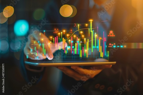 Wallpaper Mural Businessman analyzing sales data graph for investment in stock market and business growth Torontodigital.ca